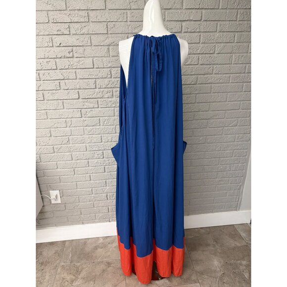 ASOS Women Spaghetti Strap Color Block Maxi Dress Size 16 - Picture 4 of 11